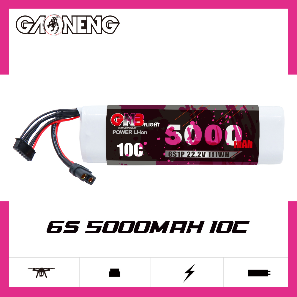 GAONENG GNB 6S 22.2V 5000mAh 10C XT60 Li-ion Battery made with Samsung 21700 50S