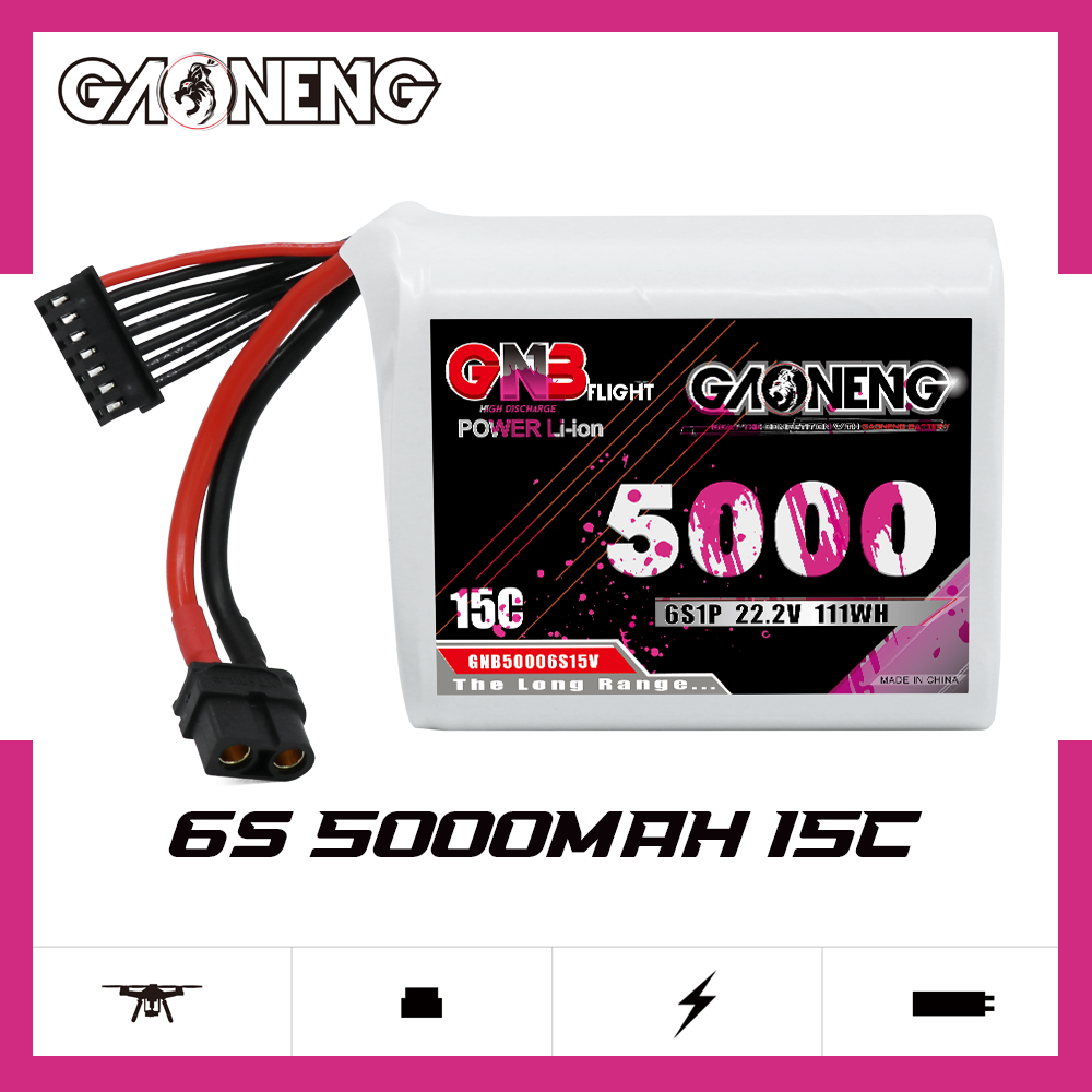 GAONENG GNB 6S1P 22.2V 5000mAh 15C XT60 Li-ion Battery 
