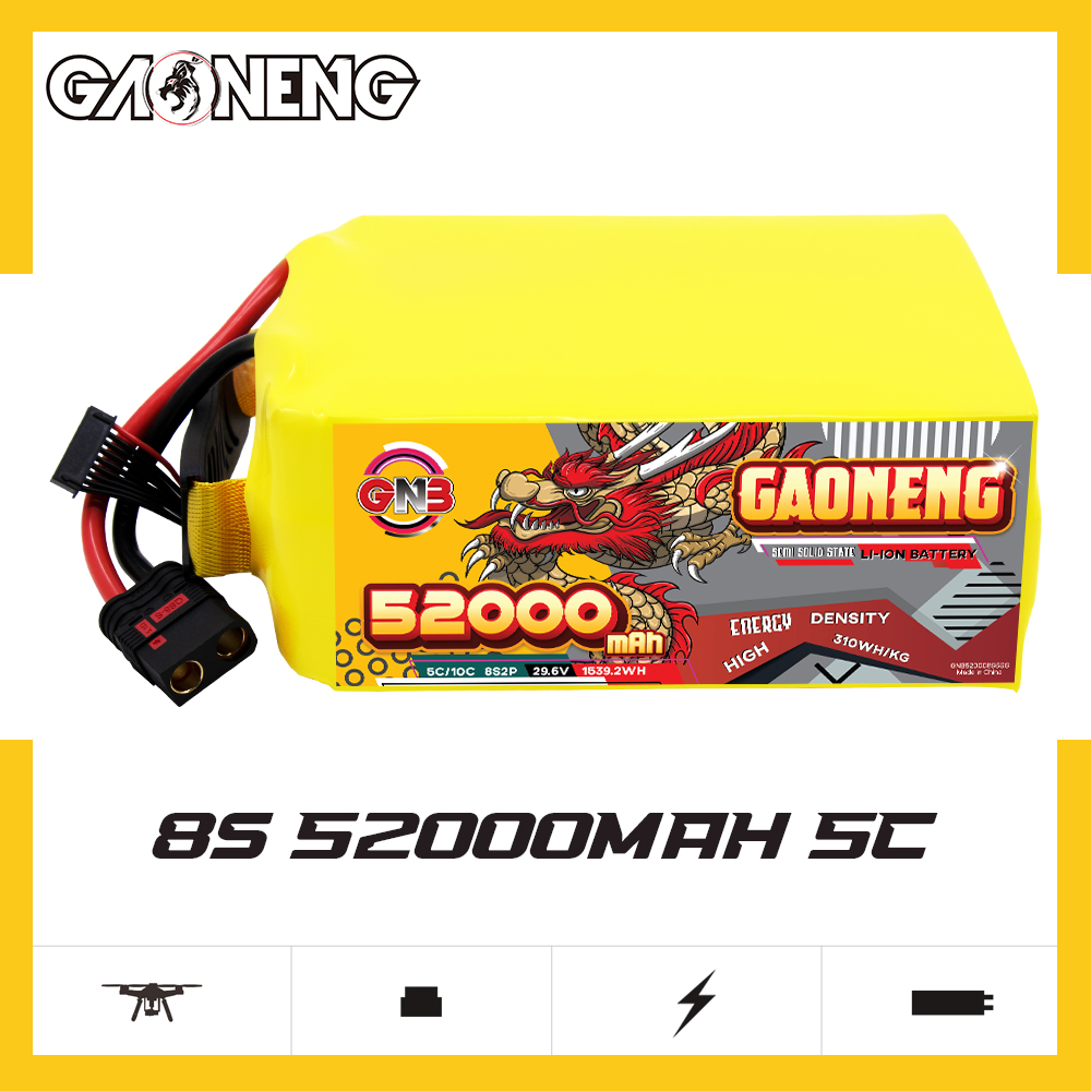 GAONENG GNB 52000mah 8S 29.6V 5C QS8 Semi Solid State Li-ion Battery 310WH/kg