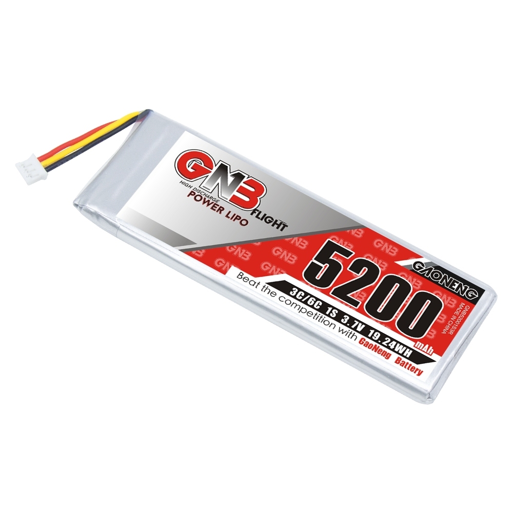 2PCS - GAONENG GNB 1S 3.7V 5200mah 3C LiPo Battery PH2.0 3Pin for TBS Tango 2 Remote Control