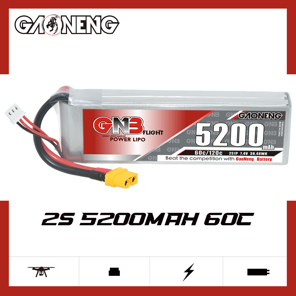 GAONENG GNB 2S 7.4V 5200mAh 60C LiPo Battery XT60