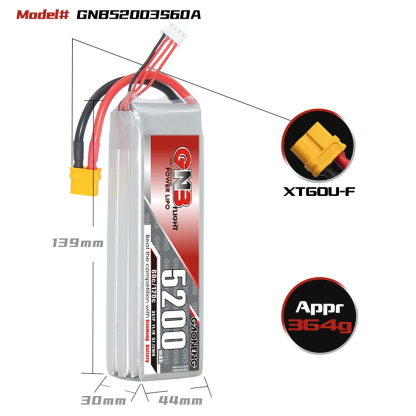 GAONENG GNB 3S 11.1V 5200mAh 60C LiPo Battery XT60