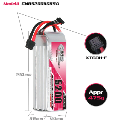GAONENG GNB 4S 14.8V 5200mAh 65C LiPo Battery XT60