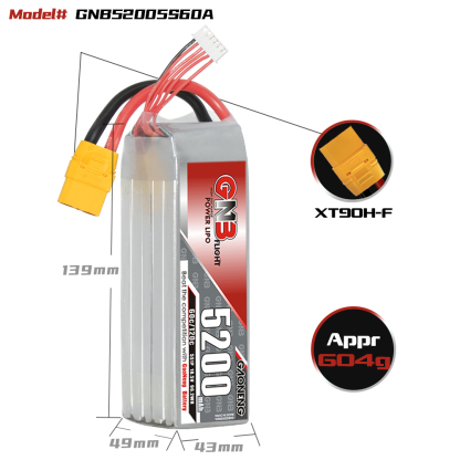 GAONENG GNB 5S 18.5V 5200mAh 60C LiPo Battery XT90