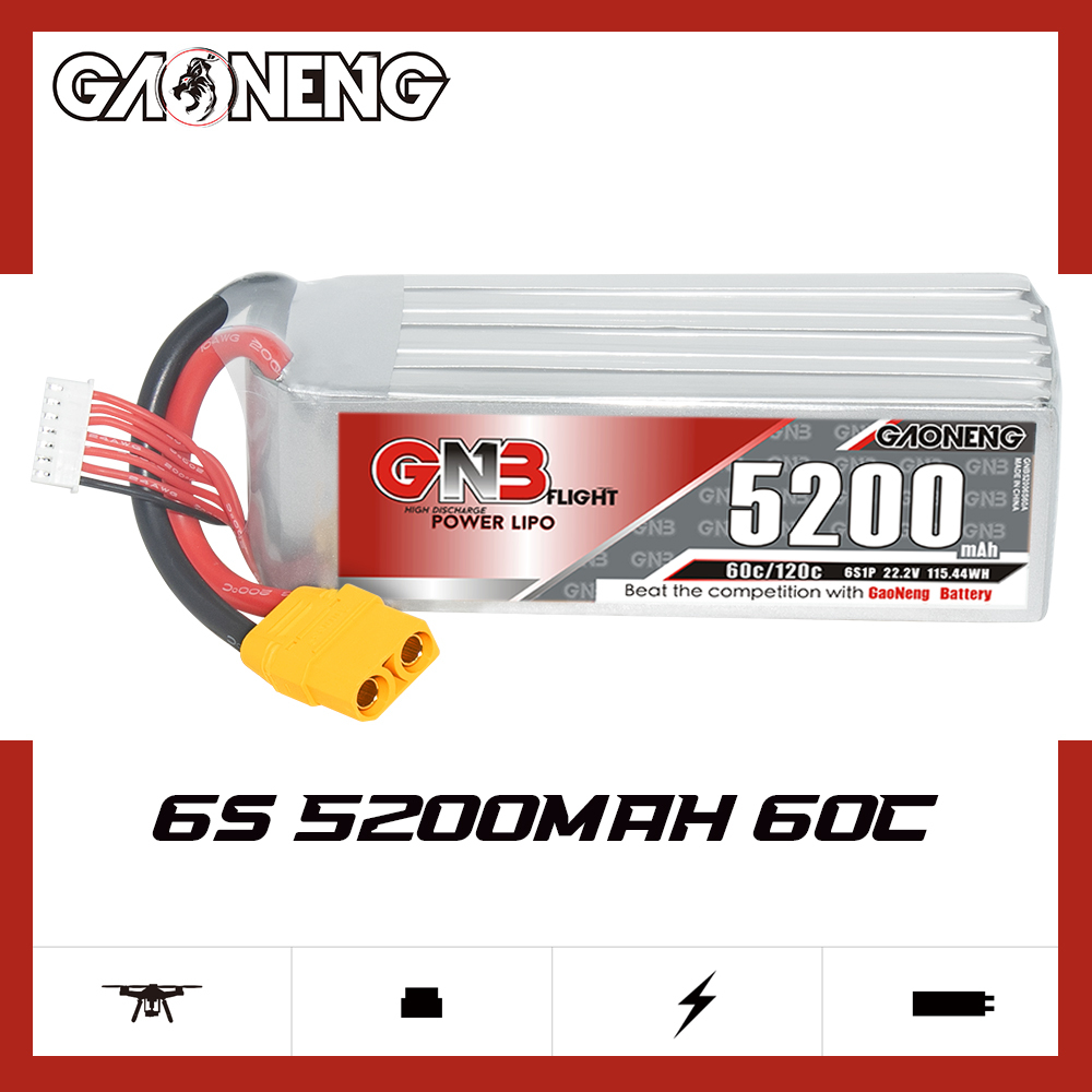 GAONENG GNB 6S 22.2V 5200mAh 60C LiPo Battery XT90