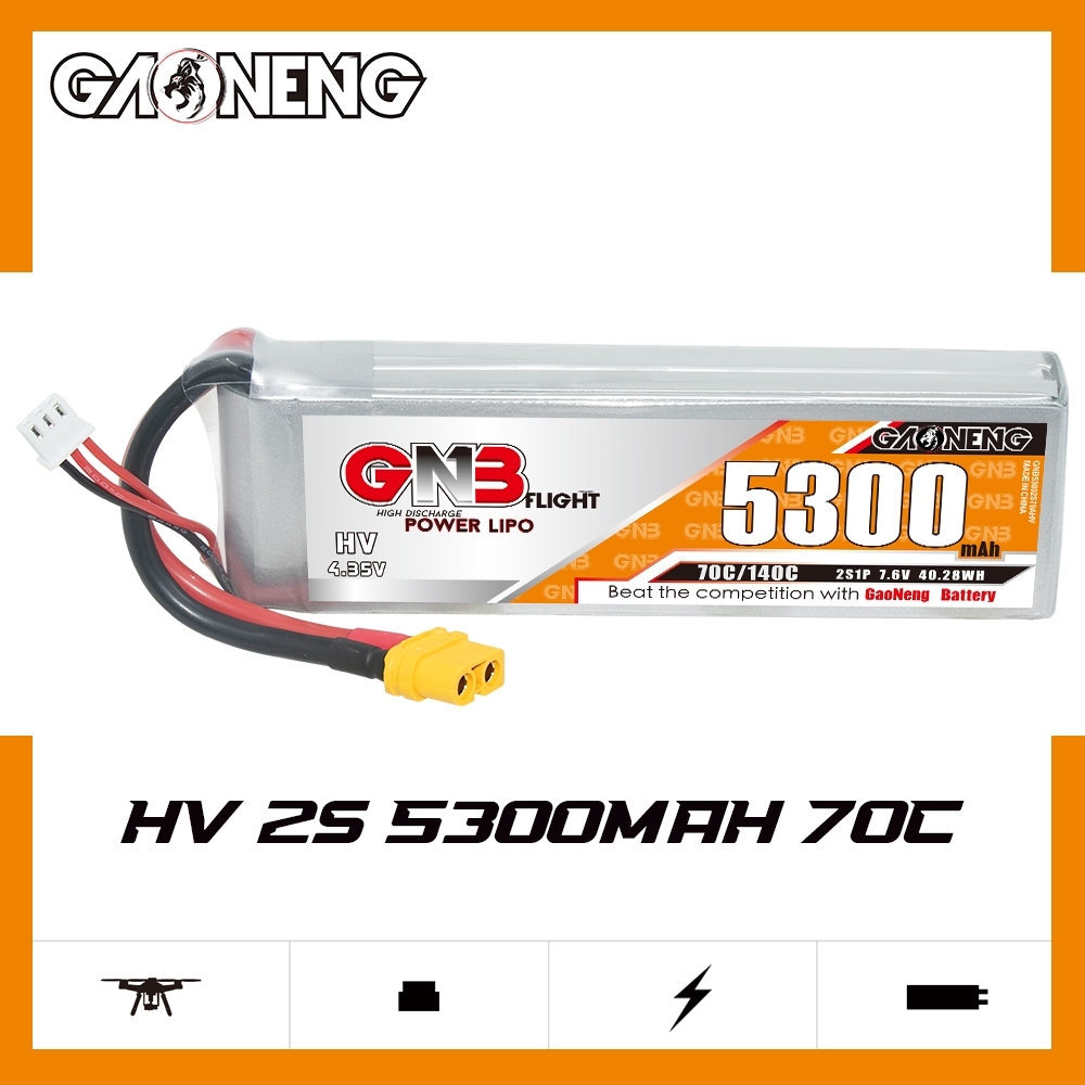 GAONENG GNB HV 2S 7.6V 5300mAh 70C LiPo Battery XT60