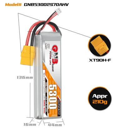 [Copy]GAONENG GNB HV 2S 7.6V 5300mAh 70C LiPo Battery XT90