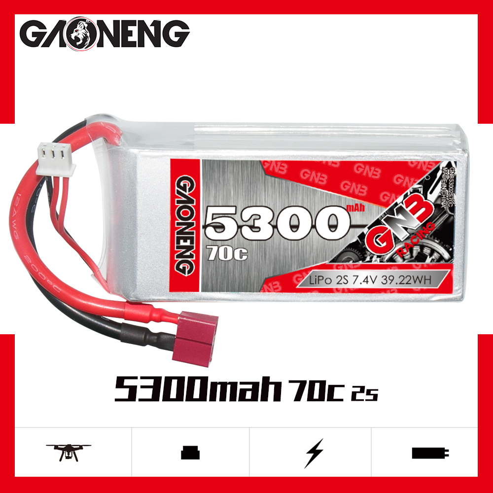 GAONENG GNB 2S 7.4V 5300mAh 70C LiPo Battery T-PLUG