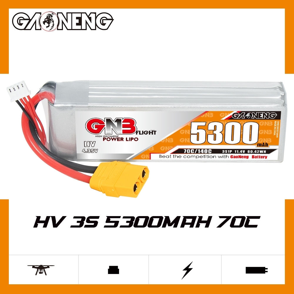 GAONENG GNB HV 3S 11.4V 5300mAh 70C LiPo Battery XT90