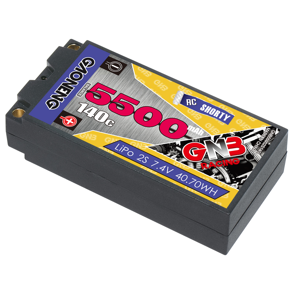 GAONENG GNB 2S 7.4V 5500mAh 140C Shorty Pack 5mm Bullet Hard Case LiPo Battery