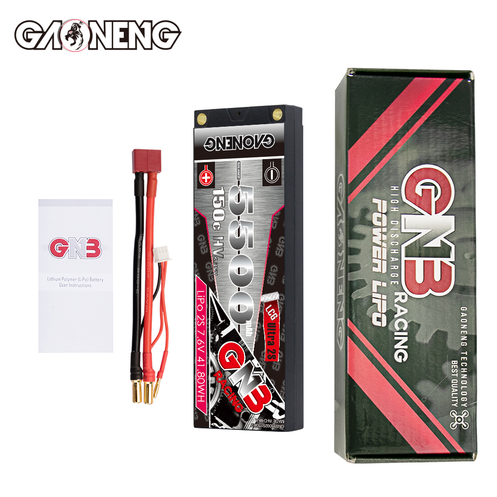 GAONENG GNB LiHV 2S 7.6V 5500mAh 150C LCG Shorty Pack 5mm Bullet Hard Case LiPo Battery