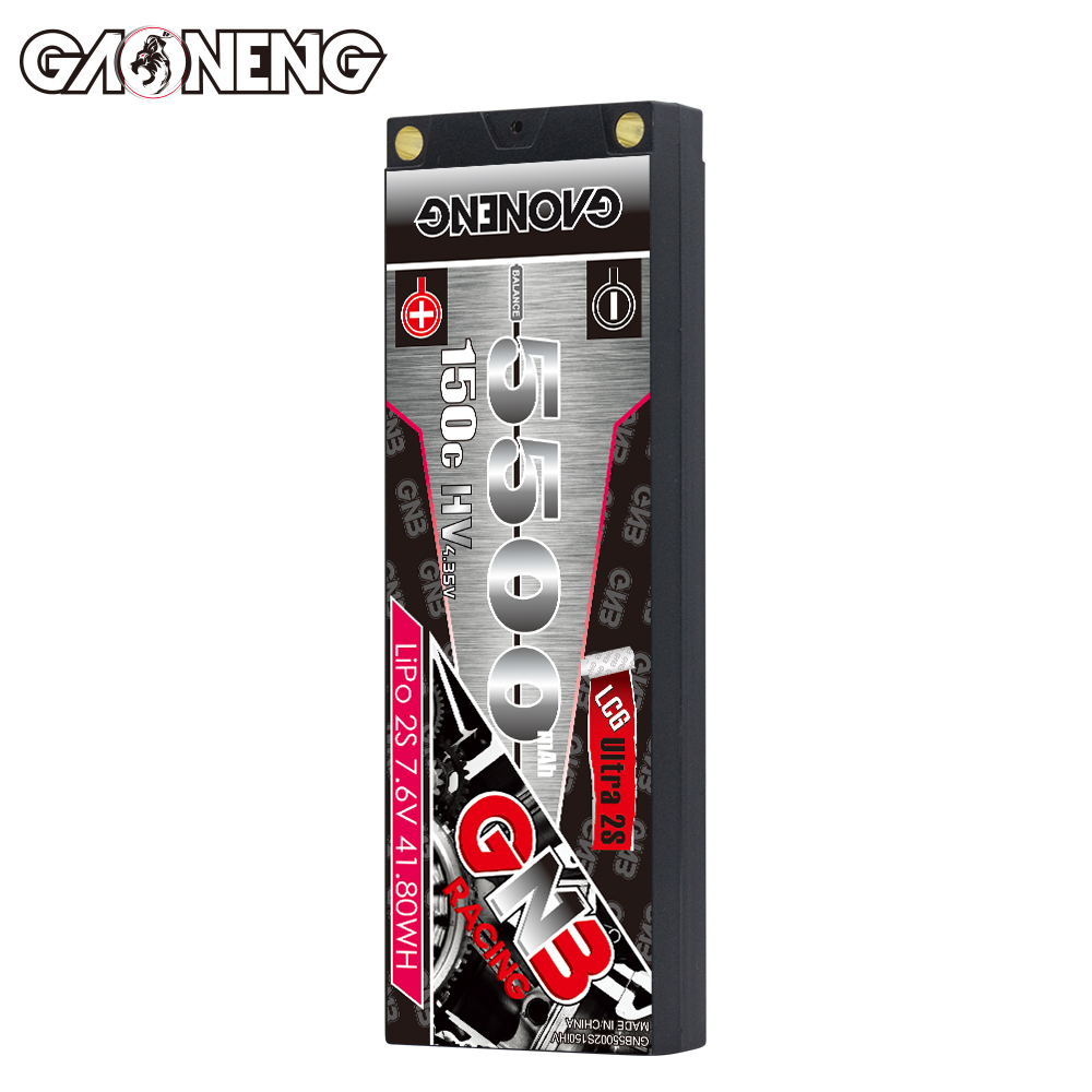 GAONENG GNB LiHV 2S 7.6V 5500mAh 150C LCG Shorty Pack 5mm Bullet Hard Case LiPo Battery
