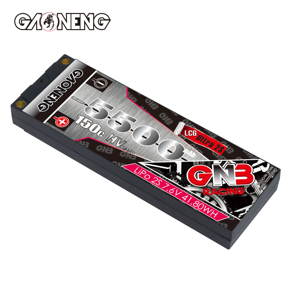 GAONENG GNB LiHV 2S 7.6V 5500mAh 150C LCG Shorty Pack 5mm Bullet Hard Case LiPo Battery