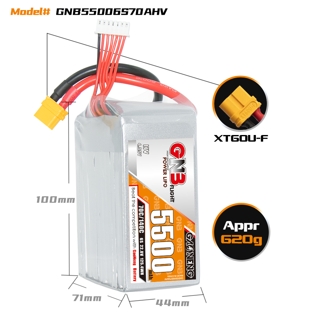 GAONENG GNB HV 6S 22.8V 5500mAh 70C LiPo Battery XT60