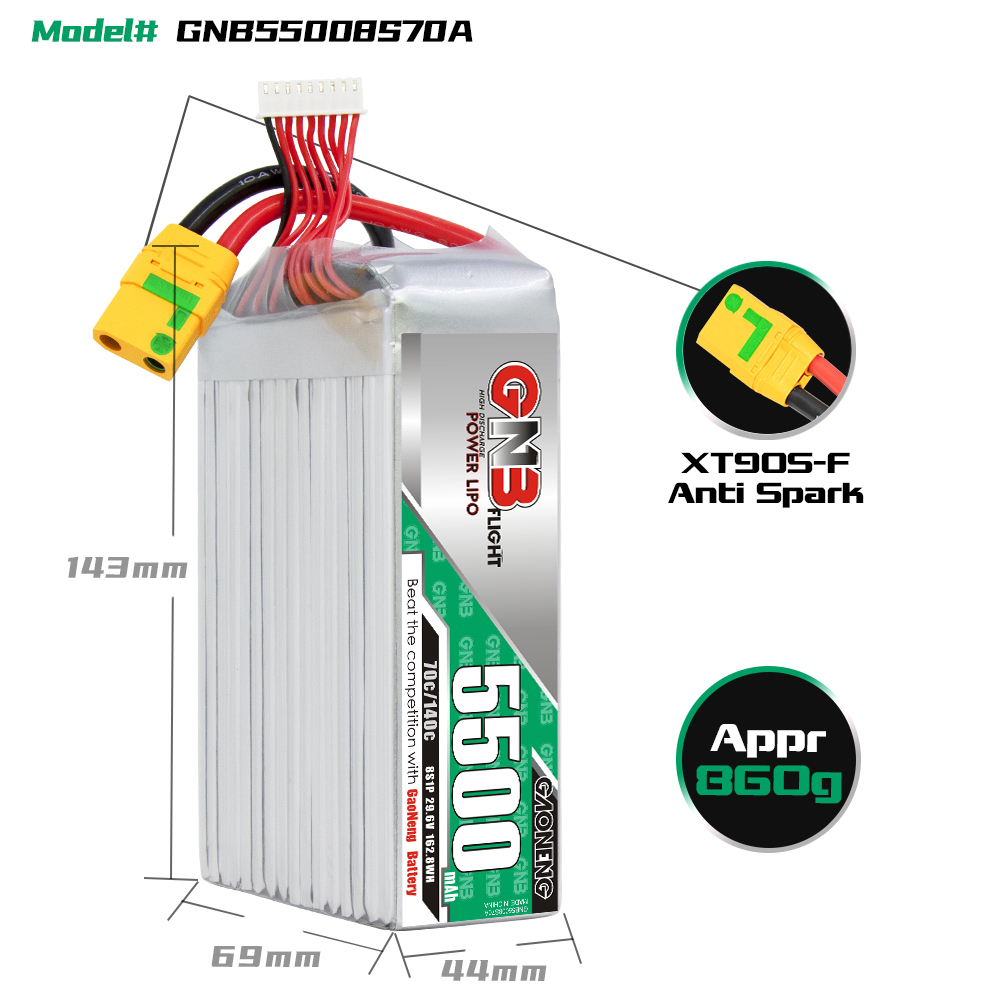 GAONENG GNB 8S 29.6V 5500mAh 70C LiPo Battery XT90S