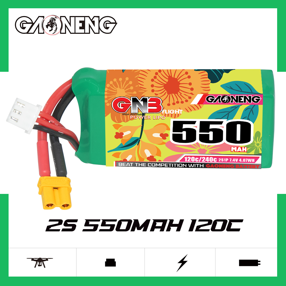 GAONENG GNB 2S 7.4V 550mAh 120C XT30 LiPo Battery