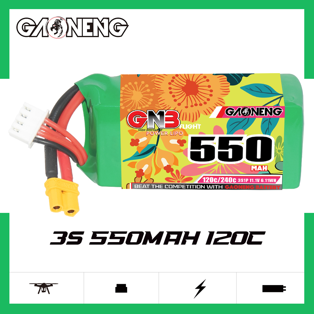 GAONENG GNB 3S 11.1V 550mAh 120C XT30 LiPo Battery