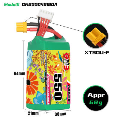 GAONENG GNB 4S 14.8V 550mAh 120C XT30 LiPo Battery