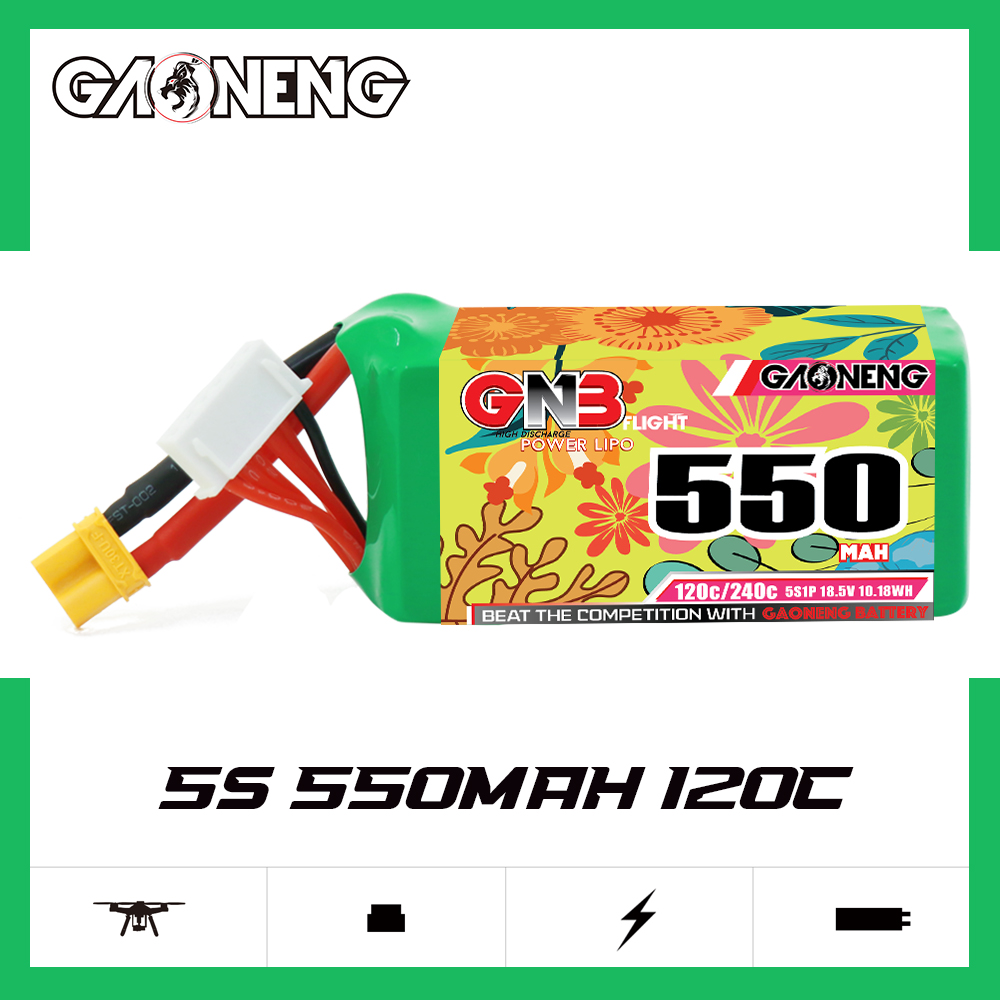 GAONENG GNB 5S 18.5V 550mAh 120C XT30 LiPo Battery Square Type