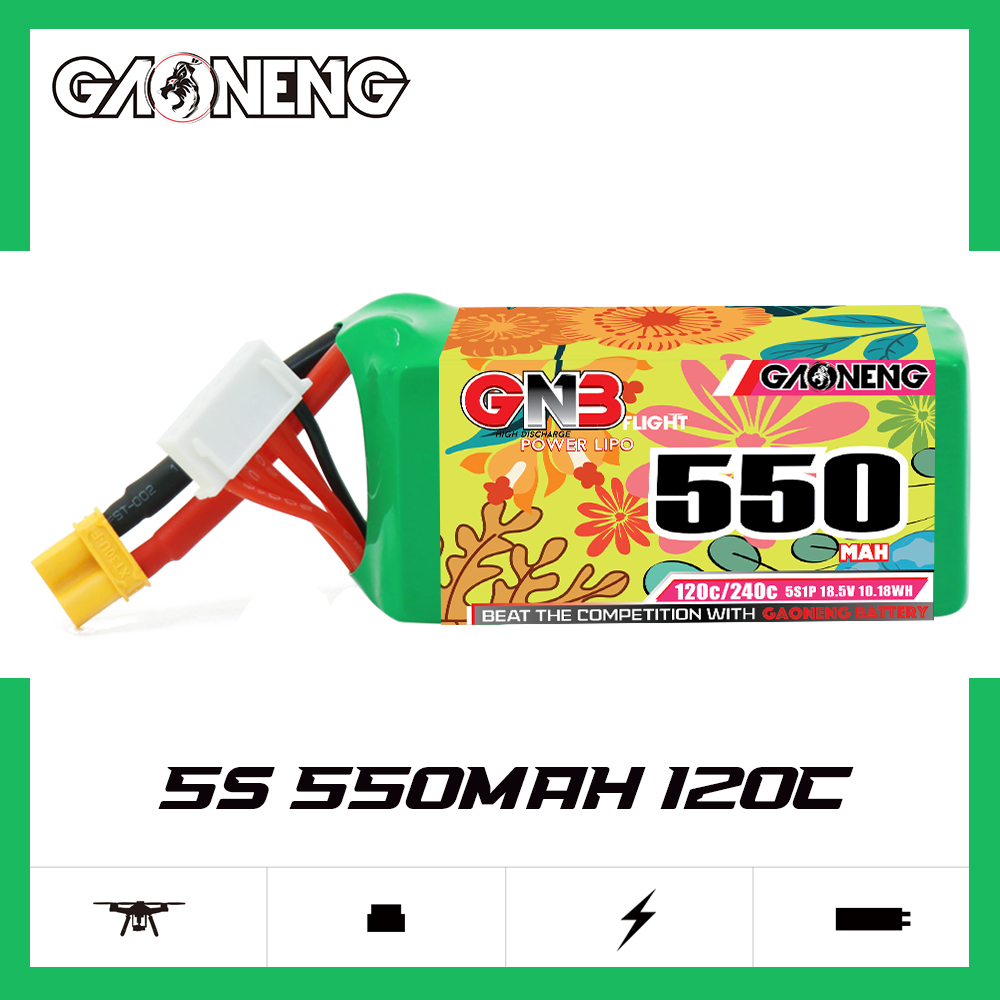 GAONENG GNB 5S 18.5V 550mAh 120C XT30 LiPo Battery Square Type
