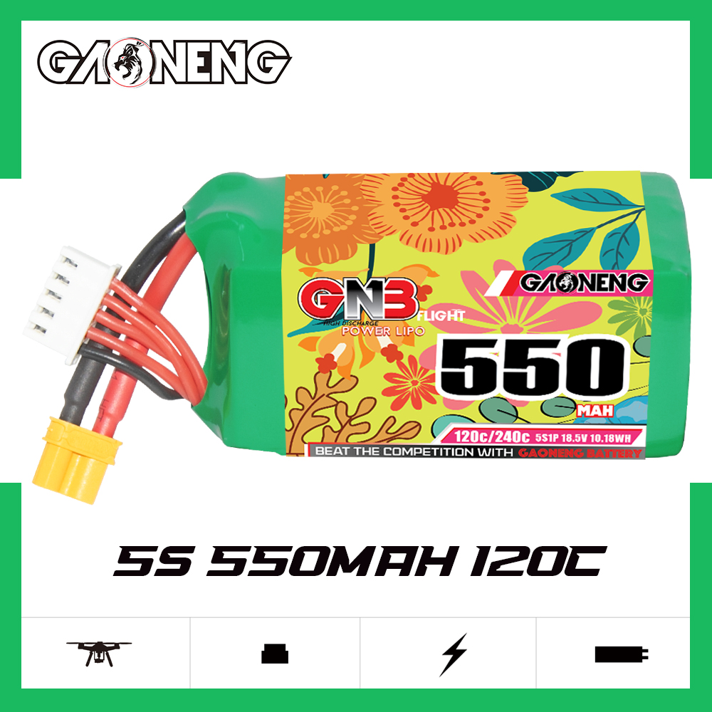 GAONENG GNB 5S 18.5V 550mAh 120C XT30 LiPo Battery Square Type