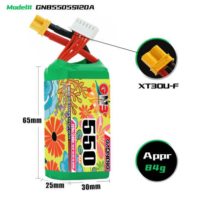 GAONENG GNB 5S 18.5V 550mAh 120C XT30 LiPo Battery Square Type