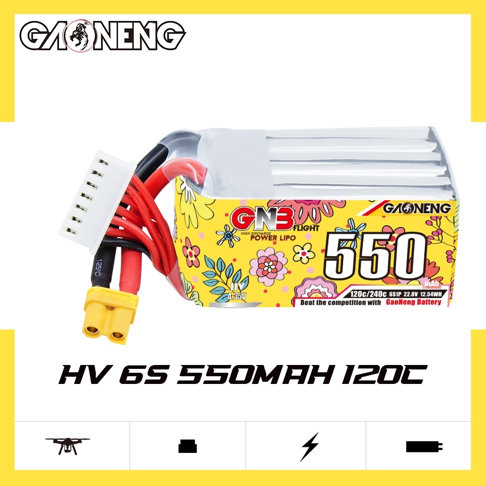 GAONENG GNB LiHV 6S 22.8V 550mAh 120C XT30 LiPo Battery