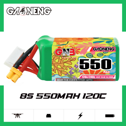 GAONENG GNB LiHV 8S 29.6V 550mAh 120C XT30 LiPo Battery
