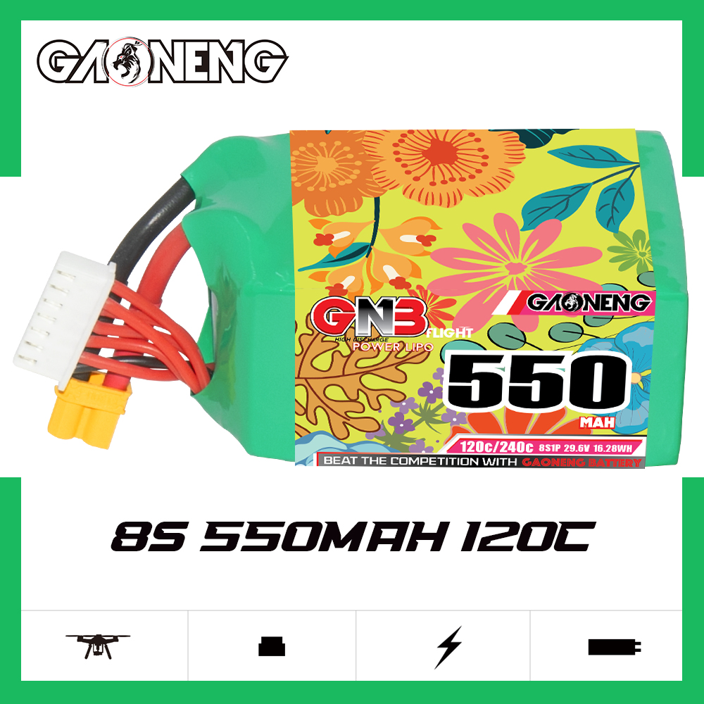 GAONENG GNB LiHV 8S 29.6V 550mAh 120C XT30 LiPo Battery