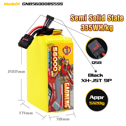 GAONENG GNB 56000mah 8S 29.6V 5C QS8 Semi Solid State Li-ion Battery 335WH/kg