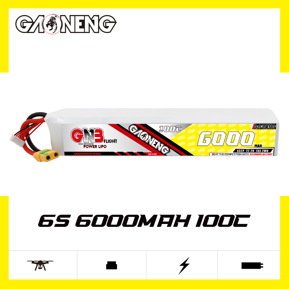 GAONENG GNB 6S 6S2P 22.2V 6000mAh 100C LiPo Battery XT90S