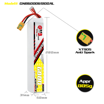 GAONENG GNB 6S 6S2P 22.2V 6000mAh 100C LiPo Battery XT90S