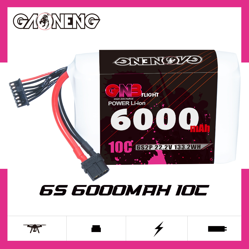 GAONENG GNB 6S 22.2V 6000mAh 10C XT60 Li-ion Battery made with Sony 18650 VTC6