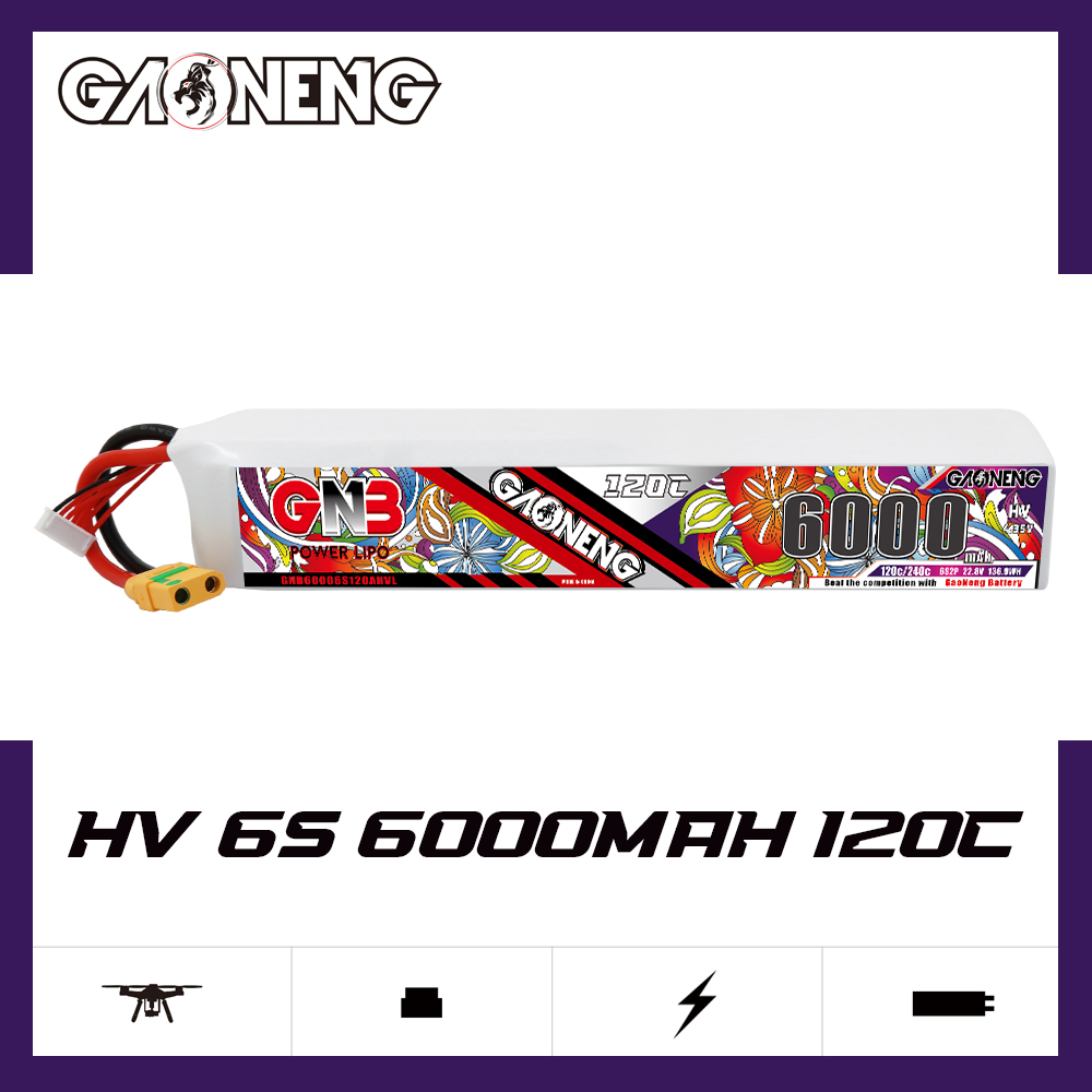 GAONENG GNB 6S 6S2P 30.4V HV 6000mAh 120C LiPo Battery XT90S