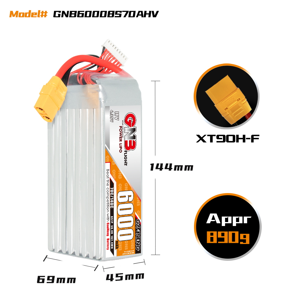 GAONENG GNB HV 8S 30.4V 6000mAh 70C LiPo Battery XT90
