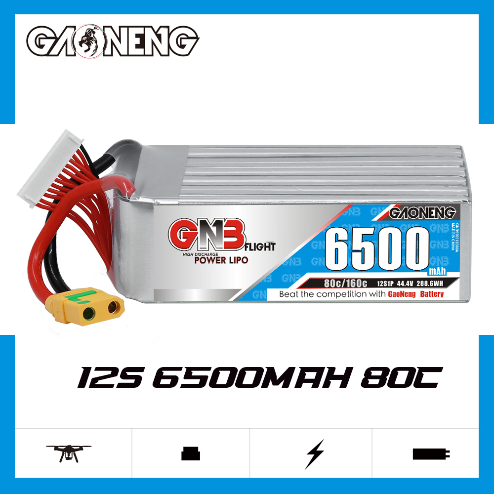 GAONENG GNB 12S1P 44.4V 6500mAh 80C LiPo Battery XT90S