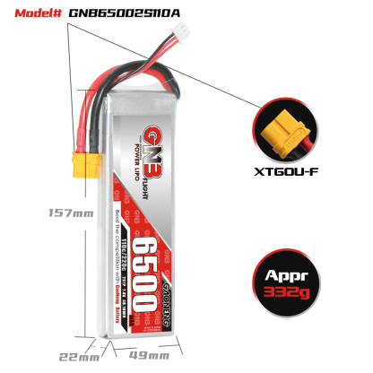 GAONENG GNB 2S 7.4V 6500mah 110C LiPo Battery XT60