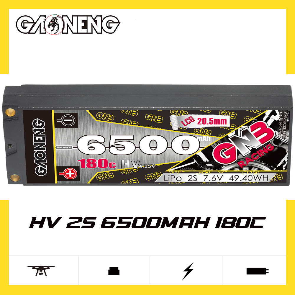 GAONENG GNB 2S 7.6V 6500mAh 180C  5mm Bullet Hard Case LiPo Battery LCG
