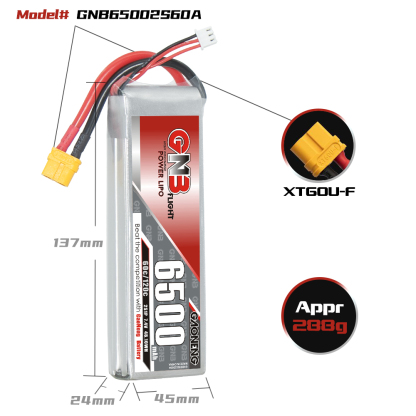 GAONENG GNB 2S 7.4V 6500mAh 60C LiPo Battery XT60