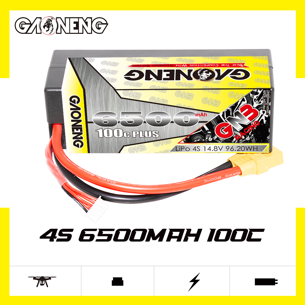 GAONENG GNB 4S 14.8V 6500mAh 100C Cabled Hard Case LiPo Battery XT90