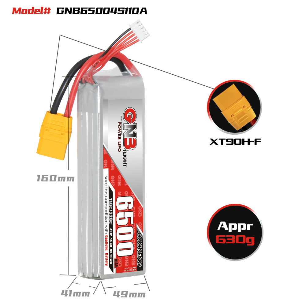 GAONENG GNB 4S 14.8V 6500mAh 110C XT90 LiPo Battery