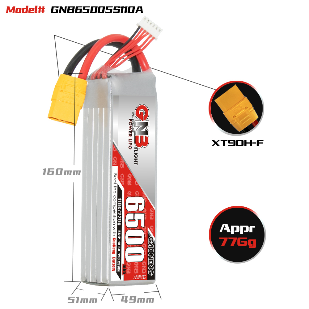 GAONENG GNB 5S 18.5V 6500mAh 110C LiPo Battery XT90