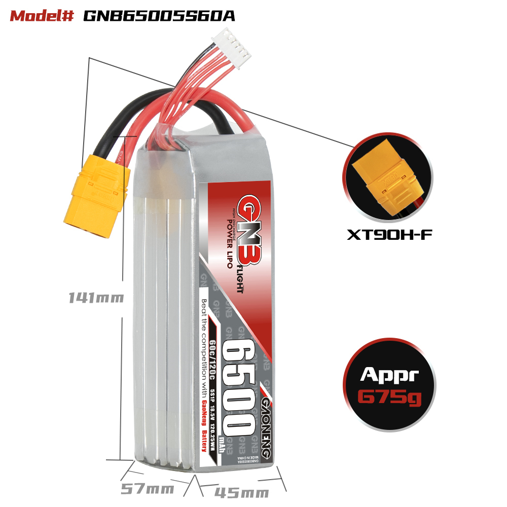 GAONENG GNB 5S 18.5V 6500mAh 60C LiPo Battery XT90