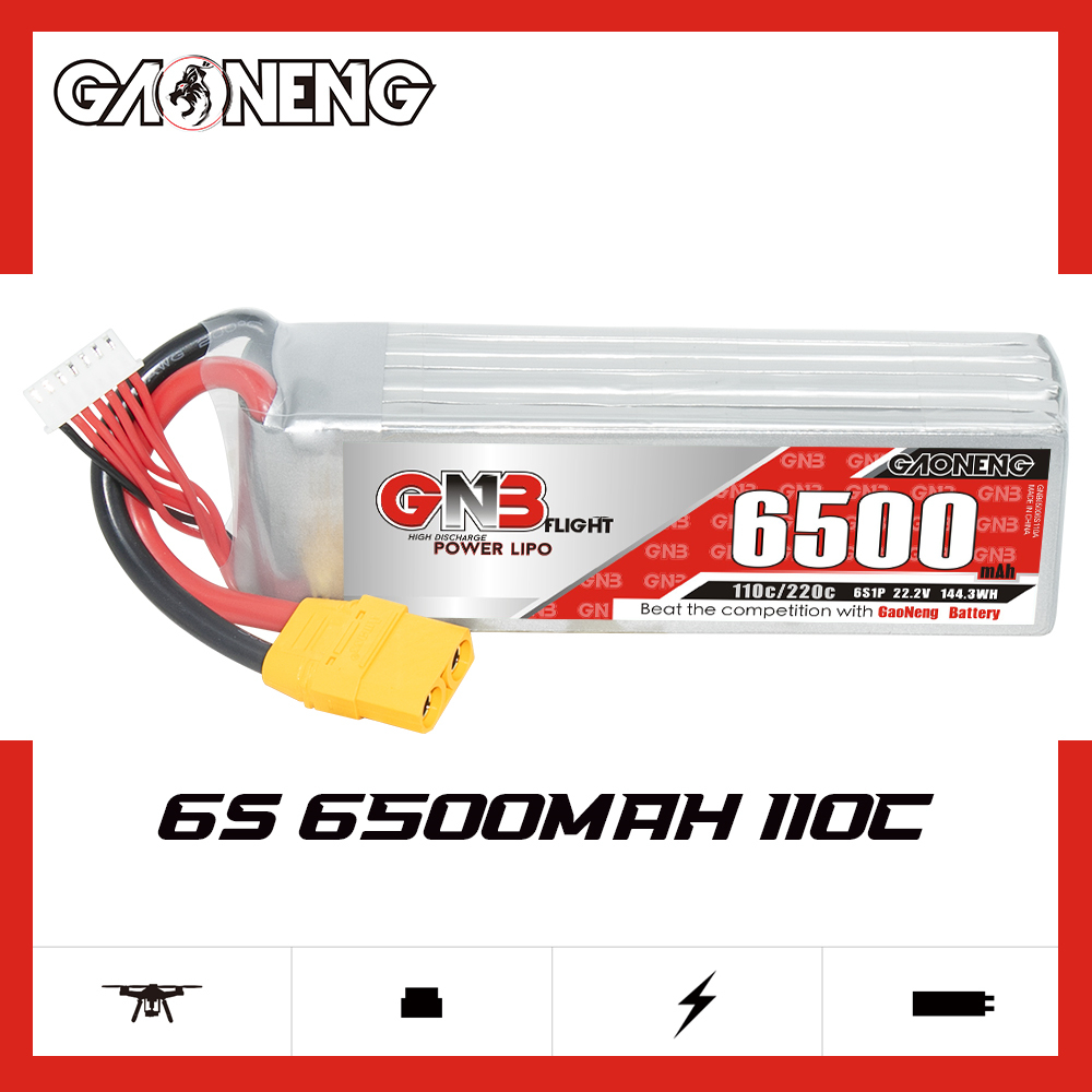 GAONENG GNB 6S 22.2V 6500mAh 110C LiPo Battery XT90