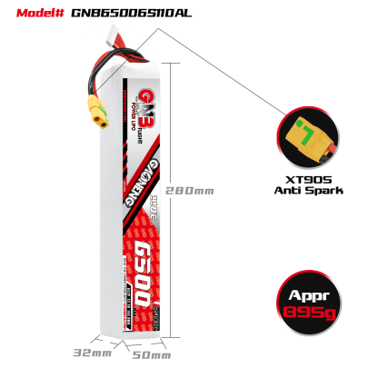 GAONENG GNB 6S 22.2V 6500mAh 110C LiPo Battery XT90S
