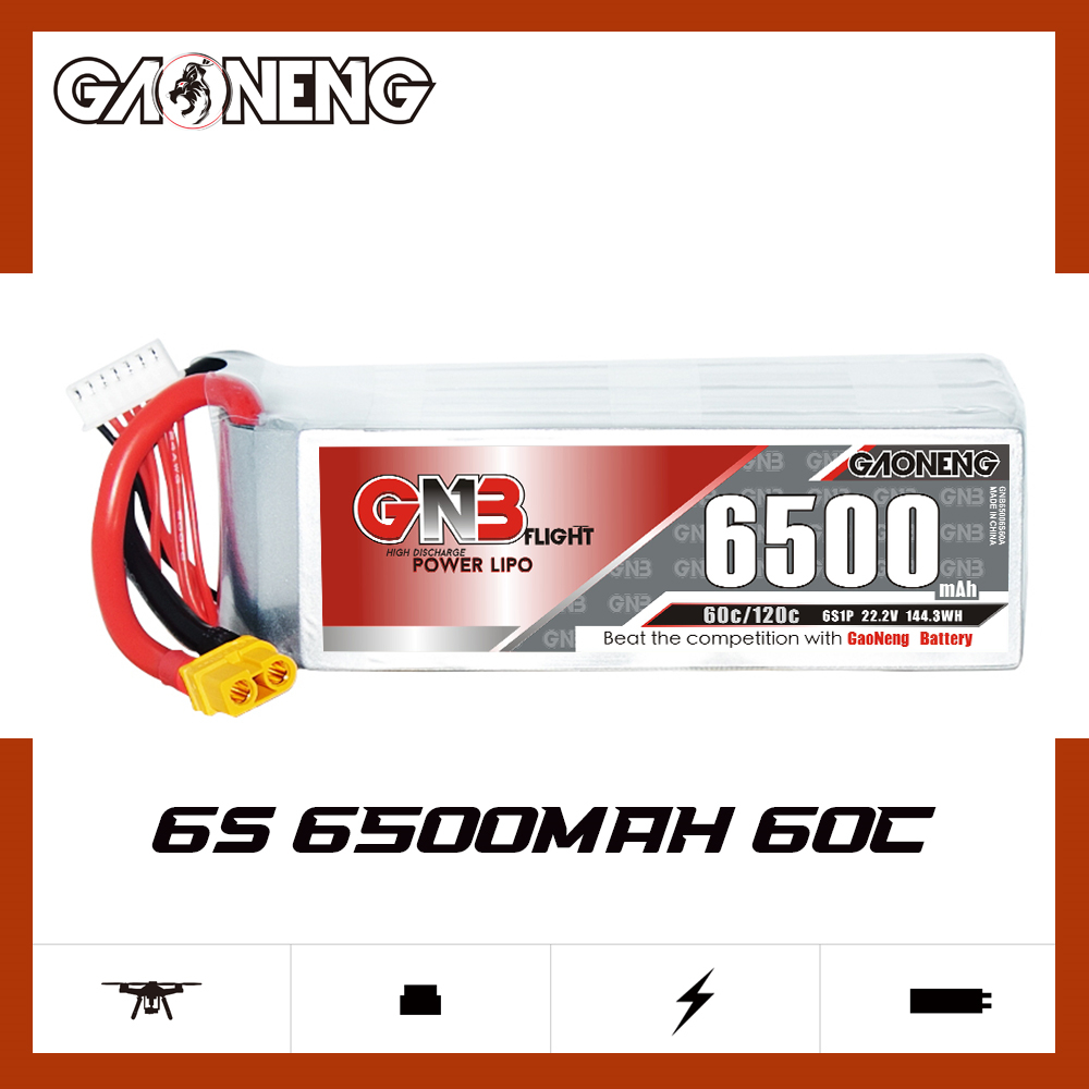 GAONENG GNB 6S 22.2V 6500mAh 60C LiPo Battery XT60