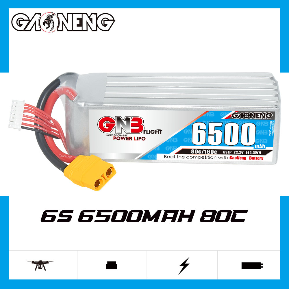 GAONENG GNB 6S 22.2V 6500mAh 80C LiPo Battery XT90