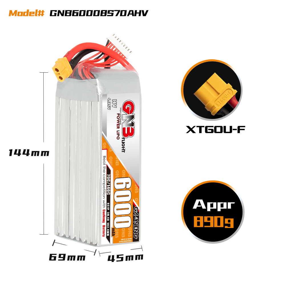 GAONENG GNB HV 8S 30.4V 6000mAh 70C LiPo Battery XT60