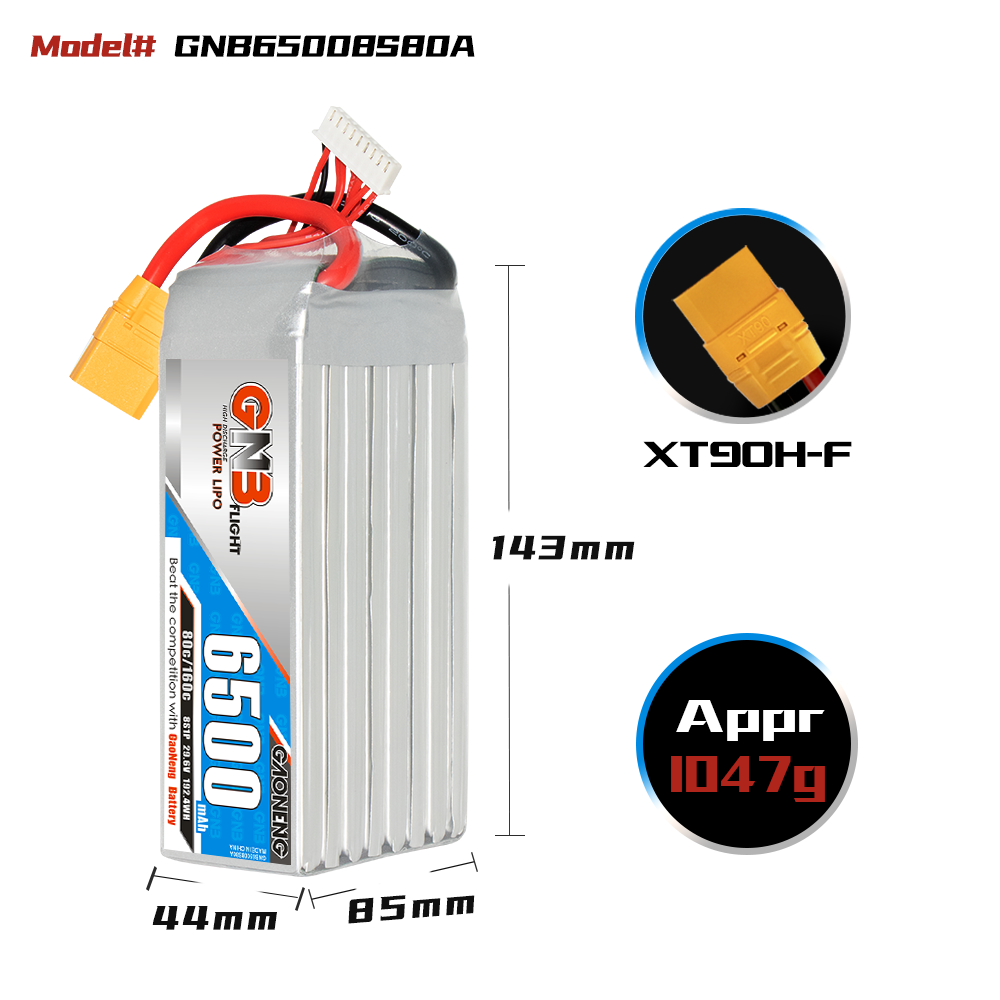 GAONENG GNB 8S 29.6V 6500mAh 80C LiPo Battery XT90