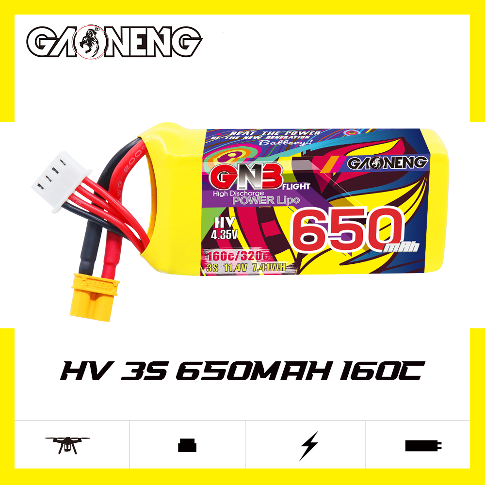GAONENG GNB LiHV 3S 11.4V 650mAh 160C XT30 LiPo Battery